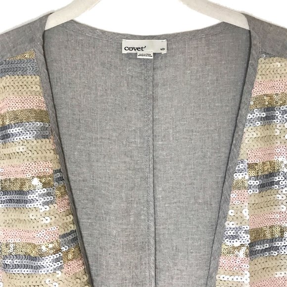 Linen Jacket with Sequins Front - Size S - Picture 4 of 8